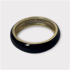 Hidalgo Black Enamel Gold Ring 18K Yellow Gold 3.5dwt Size:6